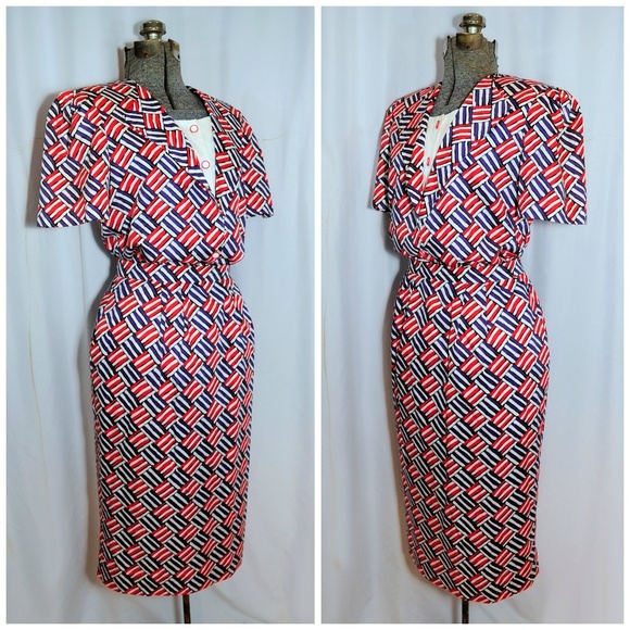 VTG 80s Carlisle Check Stripe Cotton Skirt Set 8 - Picture 5 of 8